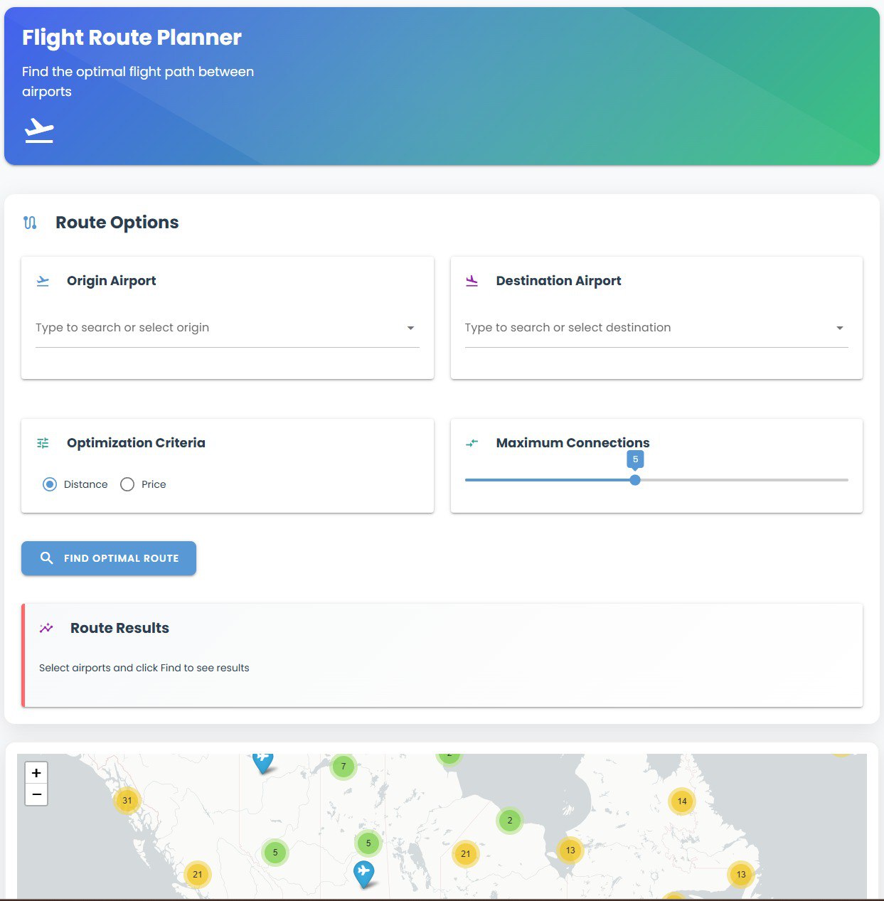 Flight Route Planner screenshot